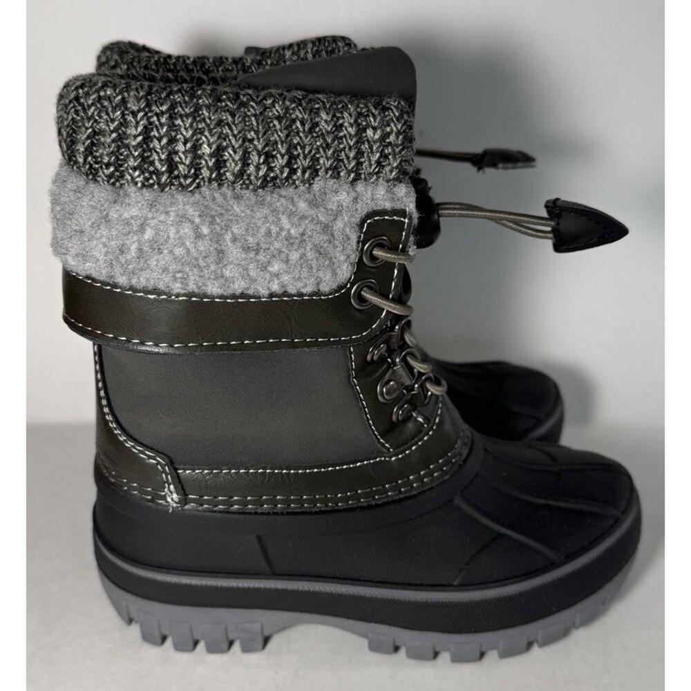DREAM PAIRS Kids Insulated Waterproof Snow Boots Black/Grey A1BNNEER Size 10 NEW